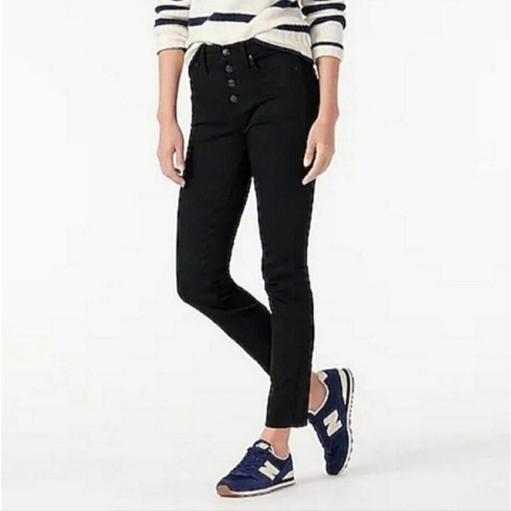 J.Crew Women's 9" Vintage Straight Ankle Denim Jean Button Fly Size 29 Black
